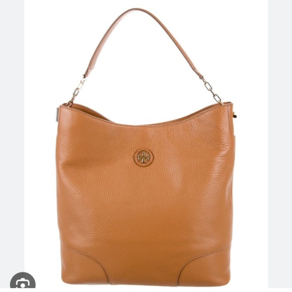 Tory Burch Tan Pebbled Leather Hobo Shoulder Bag